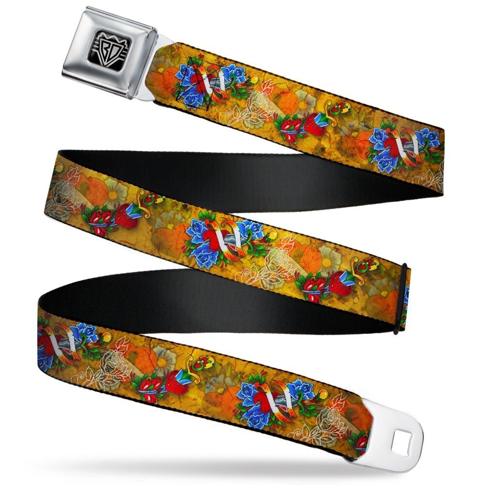 5152 Seatbelt Belt - TJ-Hearts & Roses - 1.0" Wide - 20-36 Inches in Length